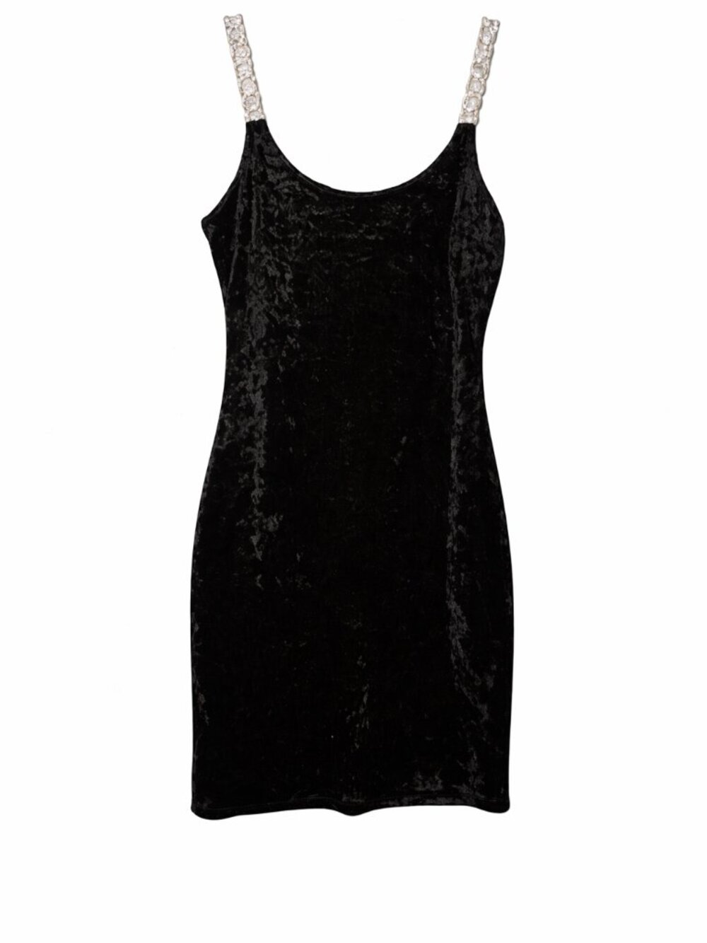 Y2k Black VelvetDress With Silver Strap Details, Size Medium